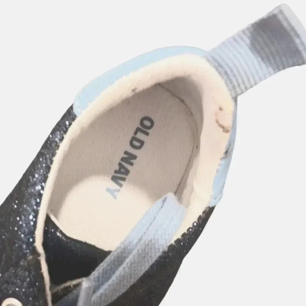 Old Navy Glitter Sparkle Girls Comfortable Sneakers Shoes Lace Up SZ 12 Blue